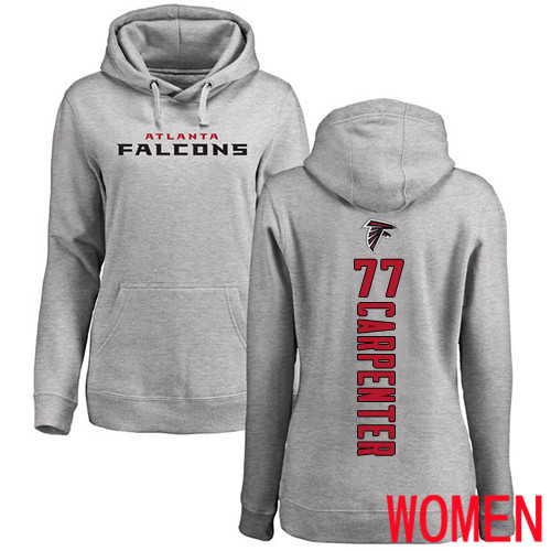 Atlanta Falcons Ash Women James Carpenter Backer NFL Football #77 Pullover Hoodie Sweatshirts